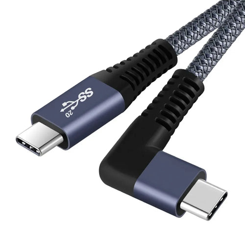 2m Right Angle Type-C Braided Cable USB-C to USB-C 100W Fast Charging Data Cable, 20Gb / s, 4K 60Hz - 1