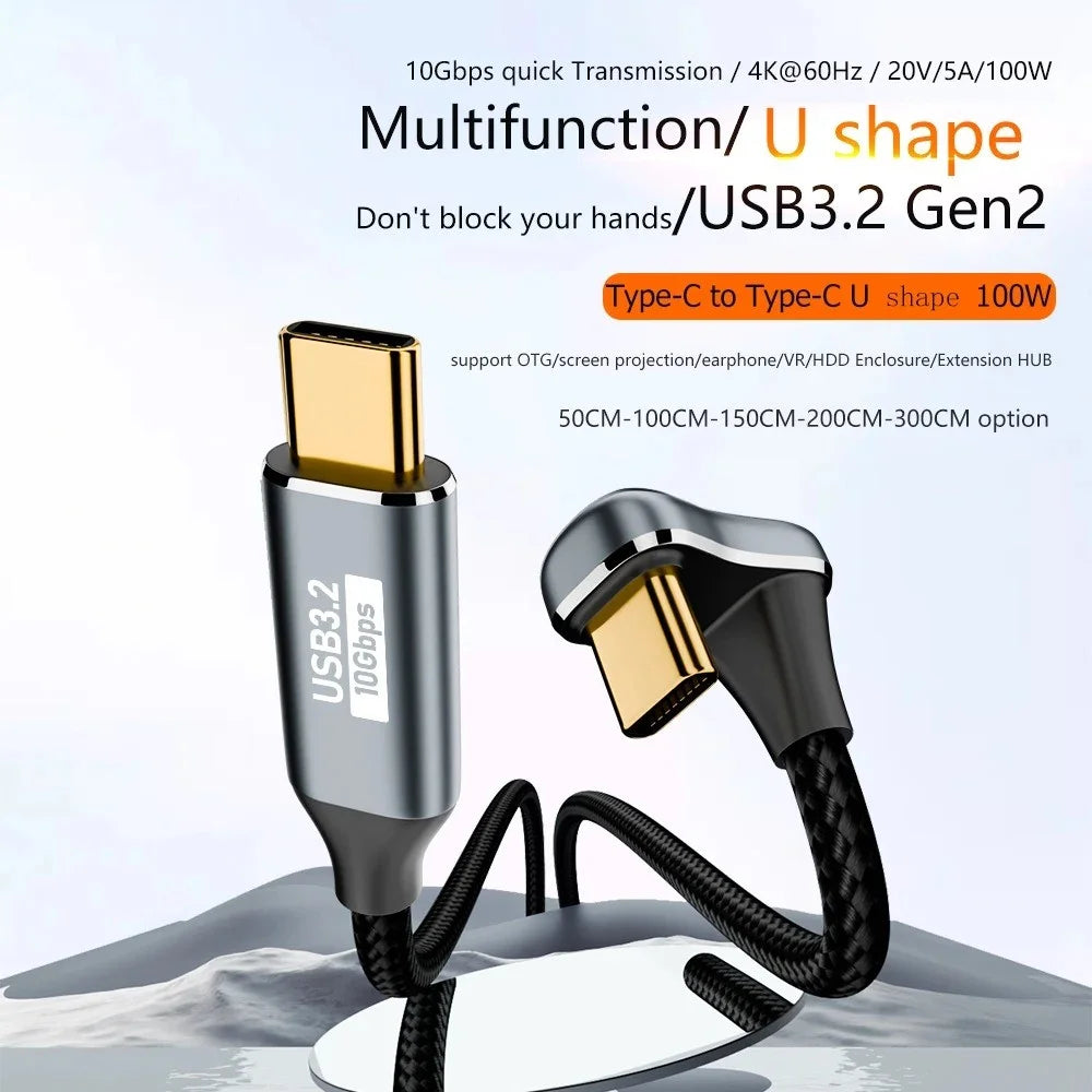 0.5m USB 3.2 Gen 2 10Gbps Data Transfer Cable Type-C Male to Male Charging Audio Cable - 3