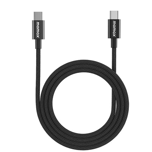 MOMAX Elite 1.5m USB C to USB C PD 60W Fast Charging Wire Nylon Braided Data Cable - Black - 1