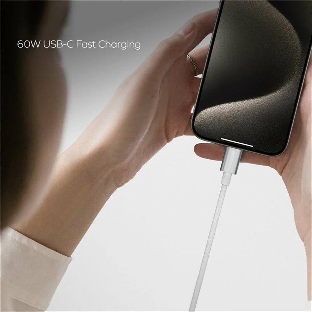 MOMAX Elite 1.5m USB C to USB C PD 60W Fast Charging Wire Nylon Braided Data Cable - Black - 3