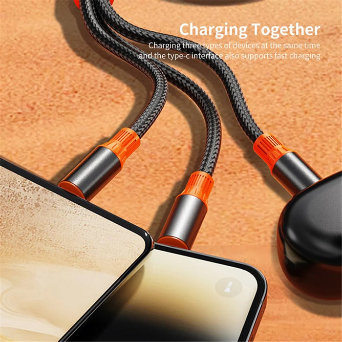 ENKAY USB / Type-C to iP / Type-C / Micro USB 5A Fast Charging Cable Nylon Braided Data Cable - 1.2m - 3