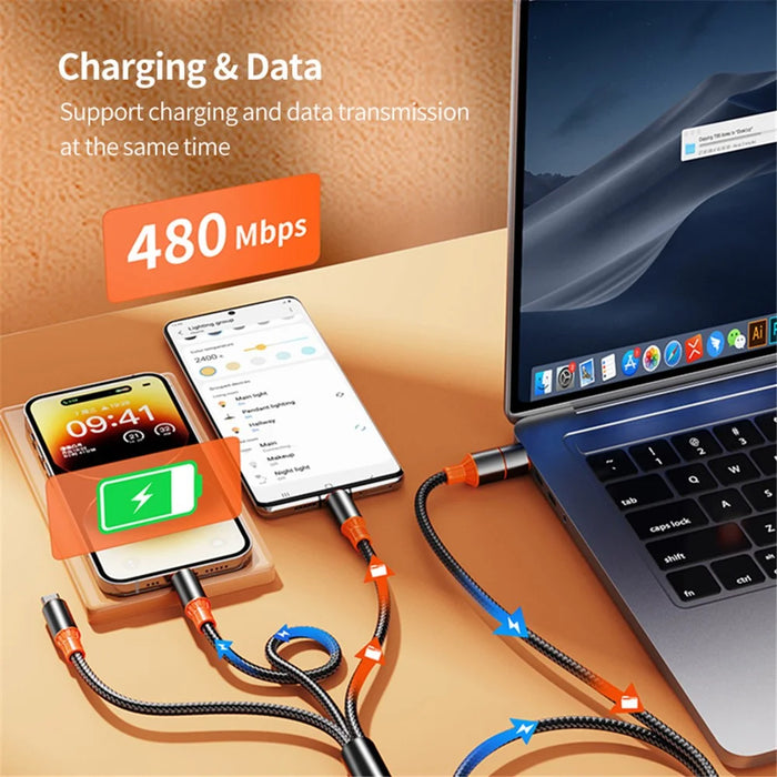 ENKAY USB / Type-C to iP / Type-C / Micro USB 5A Fast Charging Cable Nylon Braided Data Cable - 1.2m - 4