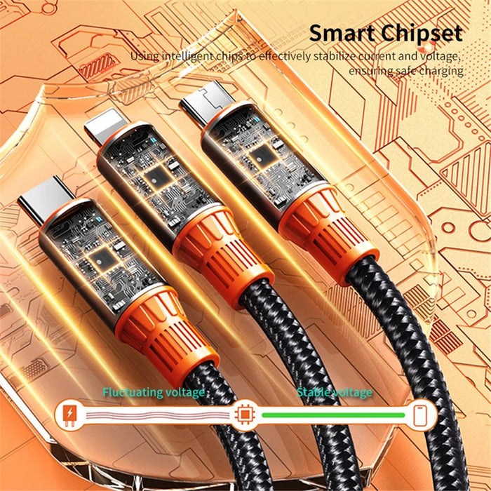 ENKAY USB / Type-C to iP / Type-C / Micro USB 5A Fast Charging Cable Nylon Braided Data Cable - 1.2m - 5