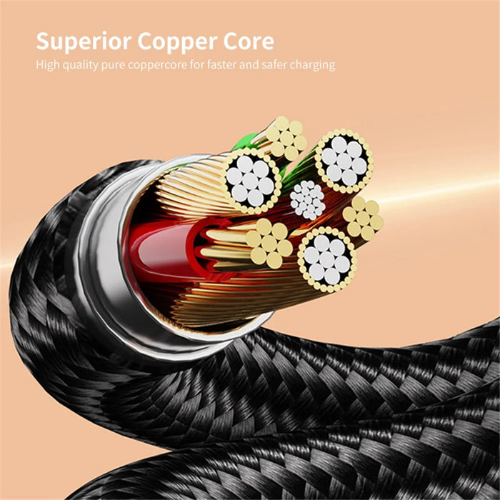 ENKAY USB / Type-C to iP / Type-C / Micro USB 5A Fast Charging Cable Nylon Braided Data Cable - 1.2m - 7