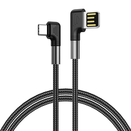 ENKAY HAT PRINCE 2m Fast Charging Cable 3A Dual Angled USB to Type-C Nylon Braided Cord - 1