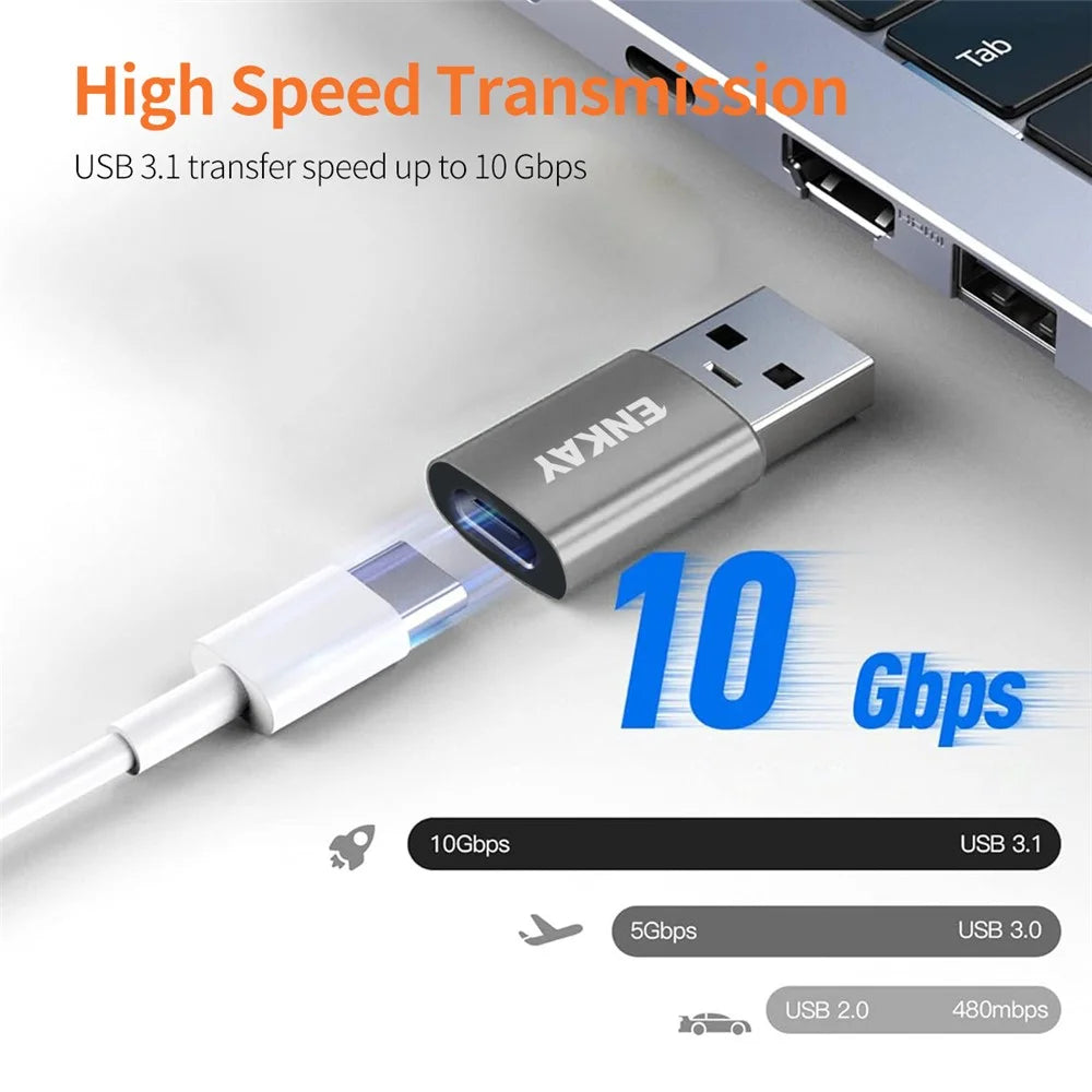 ENKAY ENK-AT118 USB 3.1 Male to Type-C Female Converter Data Transfer Fast Charging Adapter - 3
