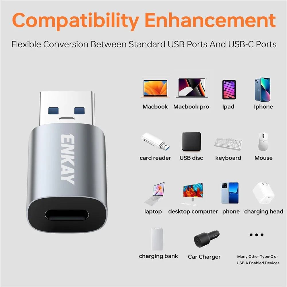 ENKAY ENK-AT118 USB 3.1 Male to Type-C Female Converter Data Transfer Fast Charging Adapter - 4