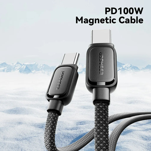 ESSAGER ES-X56 1m 100W 5A Type-C to Type-C Charging Cable Magnetic Braided Data Cord - 2