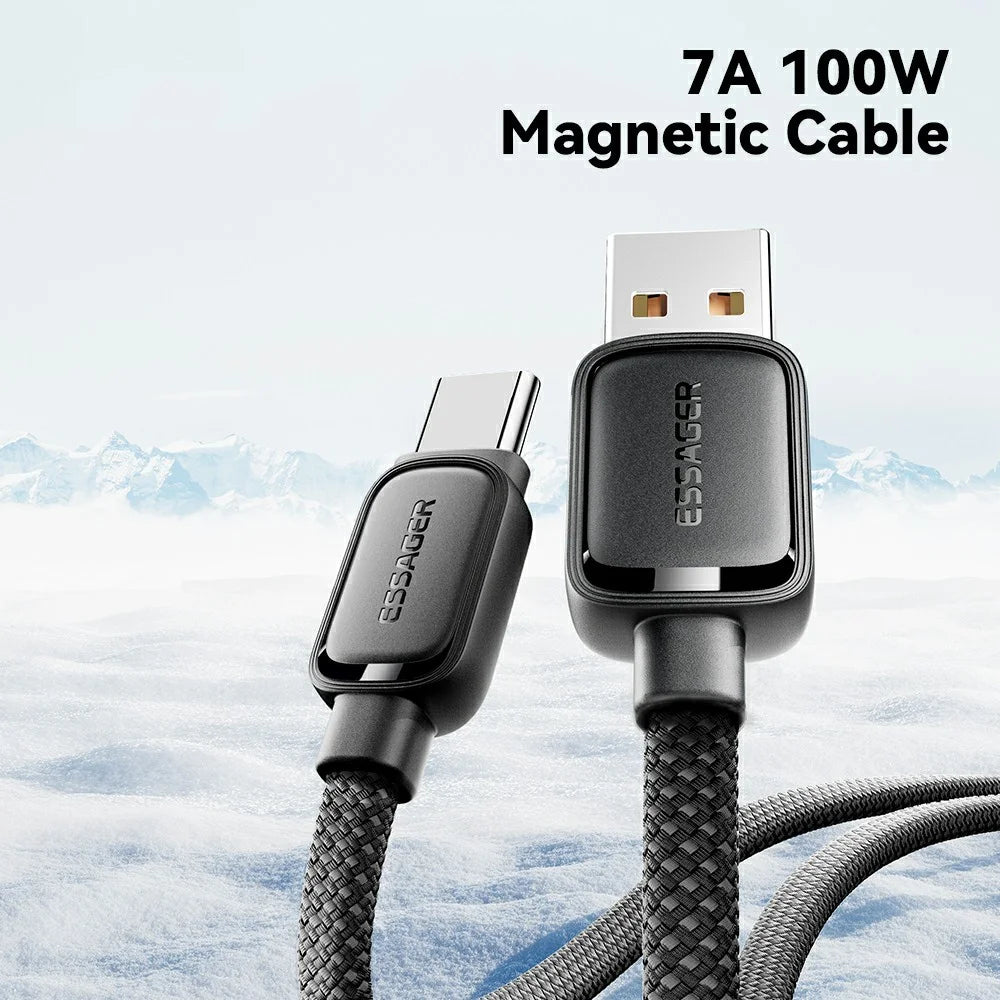 ESSAGER ES-X56 100W / 7A Fast Charging Wire 1m USB-A to Type-C Magnetic Data Cable - 2