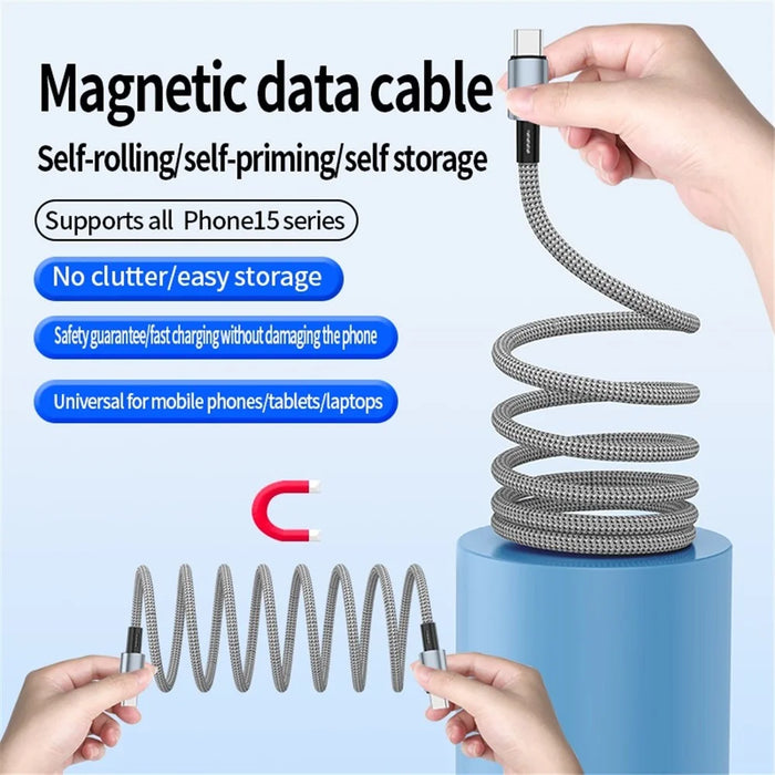 1m USB A to Type-C 480Mbps Magnetic Data Cable 18W Charging Wire for Mobile Phones - 2