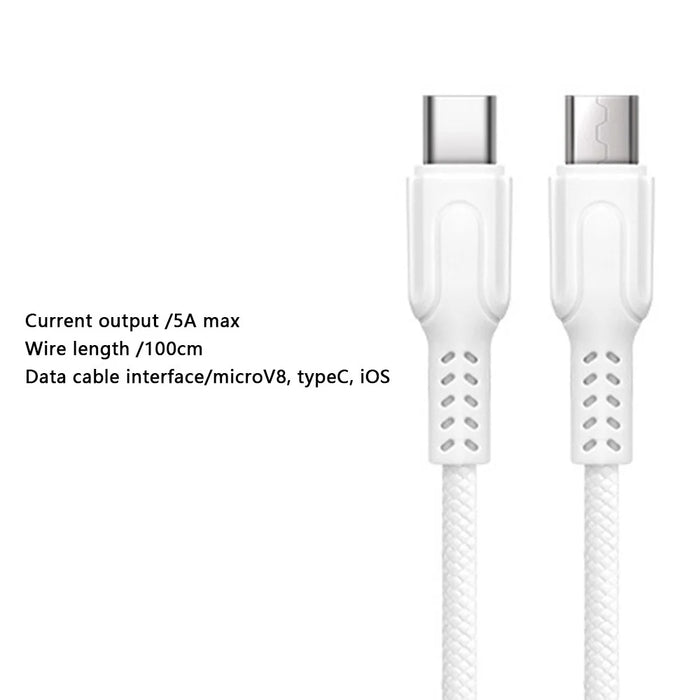 PINZUN 1m USB to Micro / Type-C Charging Wire 5A Fast Charger Cable for Smartphone / Tablet - Type-C - 5