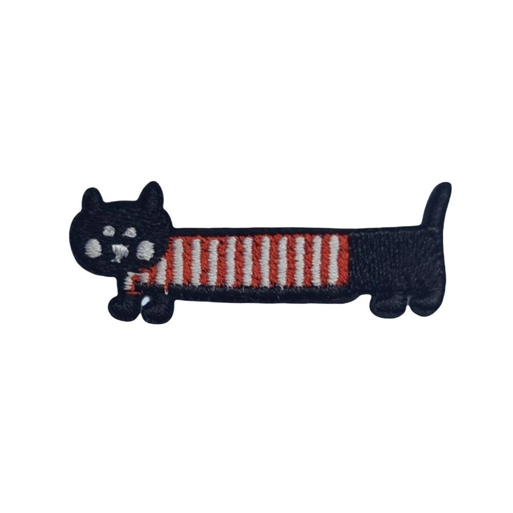 Cute Cartoon Long Cat Embroidered Patches Creative Self-Adhesive Appliques DIY Craft Decorations - No.1 - 1