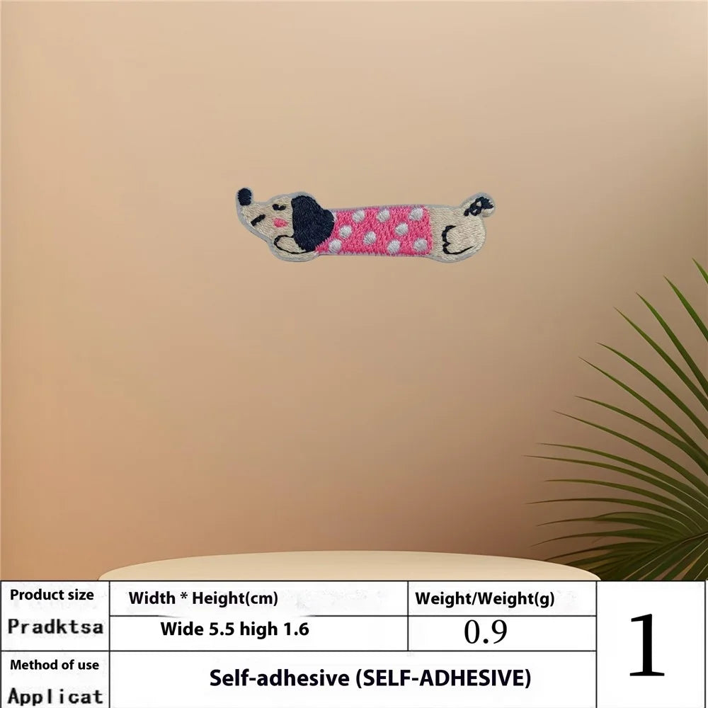 Cute Cartoon Dachshund Embroidered Patches Creative Self-Adhesive Appliques DIY Craft Decorations - No.1 - 2