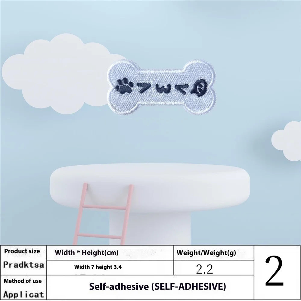3 Pcs Cute Cartoon Expression Embroidered Patches Creative Self-Adhesive Appliques DIY Craft Decorations - 6