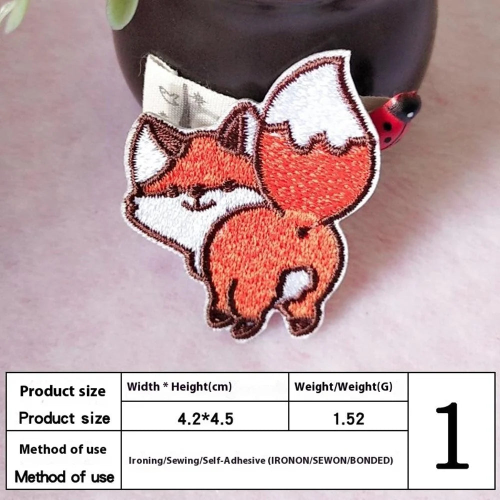 Cute Cartoon Turning Animal Embroidered Patches Creative Self-Adhesive Appliques DIY Craft Decorations - No.1 - 2