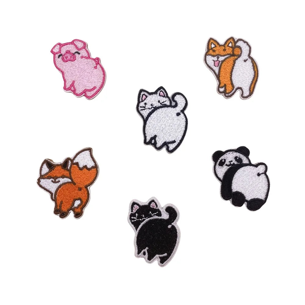 Cute Cartoon Turning Animal Embroidered Patches Creative Self-Adhesive Appliques DIY Craft Decorations - No.1 - 6