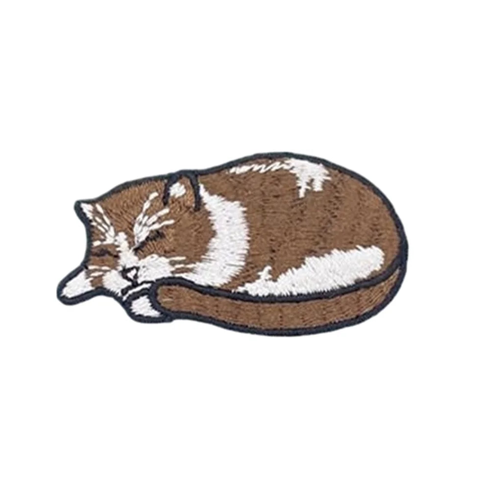 Cute Sleeping Cat Embroidered Patches Creative Self-Adhesive Appliques DIY Craft Decorations - No.1 - 1