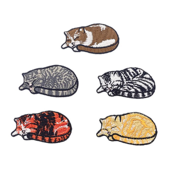 Cute Sleeping Cat Embroidered Patches Creative Self-Adhesive Appliques DIY Craft Decorations - No.1 - 3