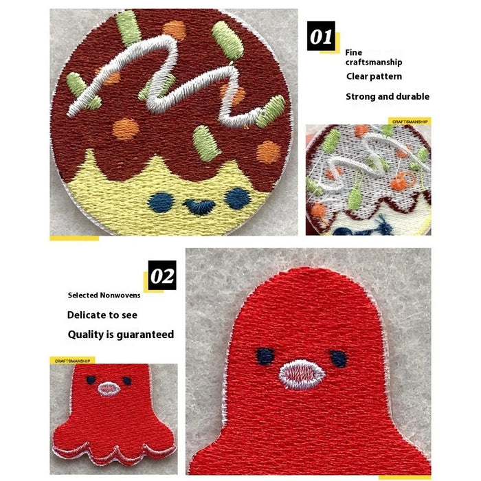 Cute Creative Bento Embroidered Patches Creative Self-Adhesive Appliques DIY Craft Decorations - No.1 - 5
