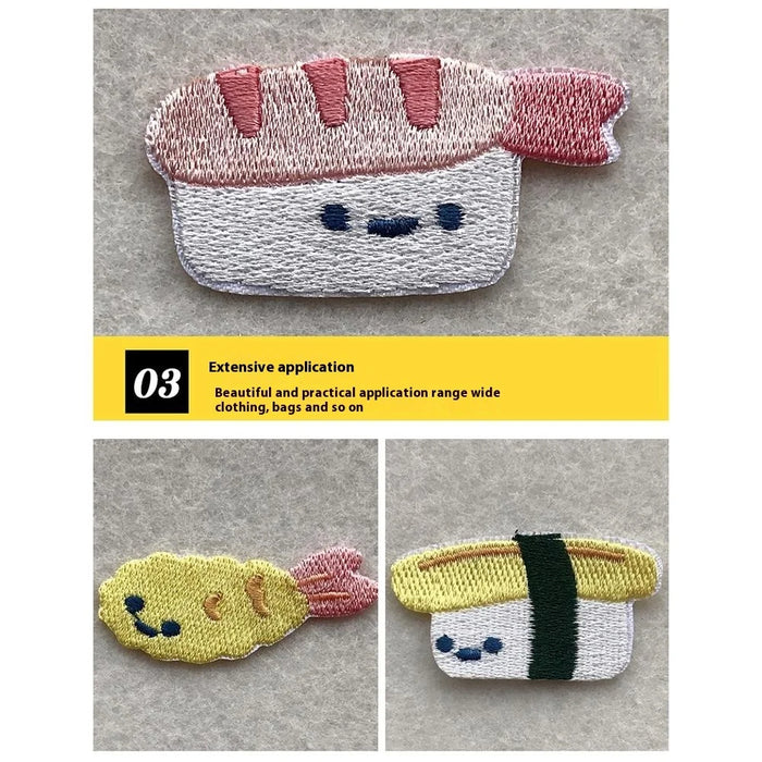 Cute Creative Bento Embroidered Patches Creative Self-Adhesive Appliques DIY Craft Decorations - No.1 - 6