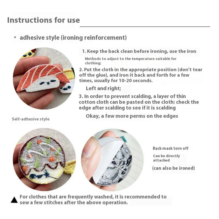 Cute Creative Bento Embroidered Patches Creative Self-Adhesive Appliques DIY Craft Decorations - No.1 - 7
