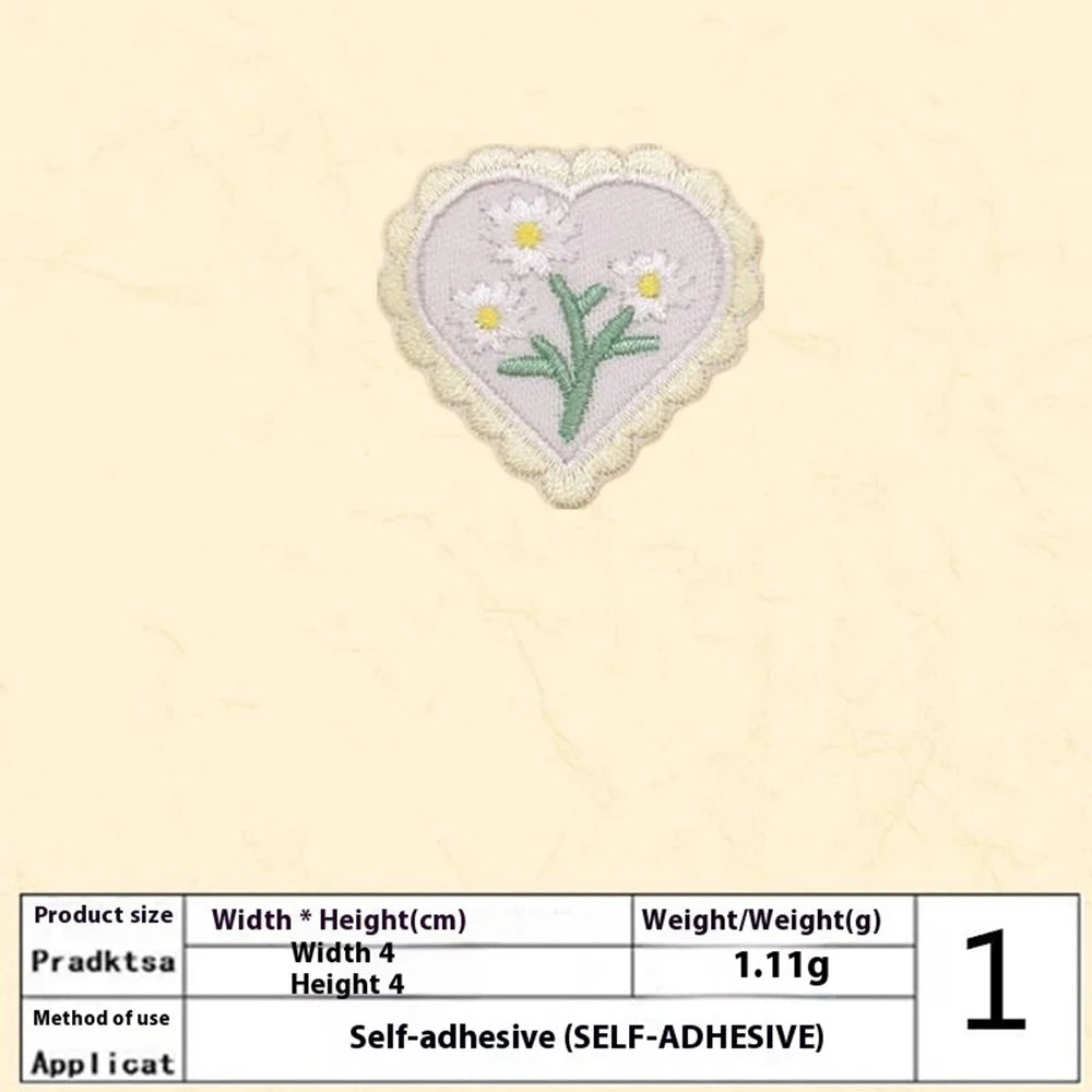 Cute Love Flower Embroidered Patches Creative Self-Adhesive Appliques DIY Craft Decorations - No.1 - 2