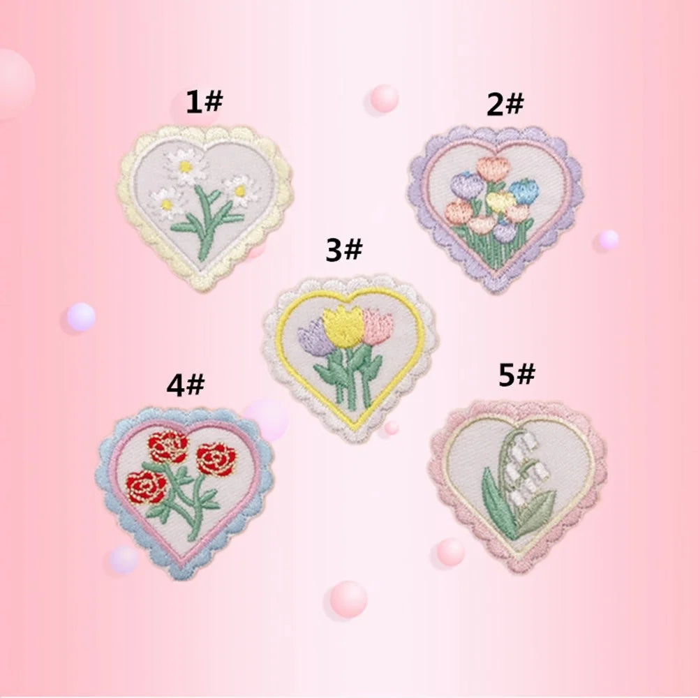 Cute Love Flower Embroidered Patches Creative Self-Adhesive Appliques DIY Craft Decorations - No.1 - 7