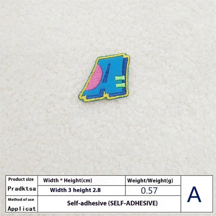 Cute Colorful English Letters Embroidered Patches Creative Self-Adhesive Appliques DIY Craft Decorations - A - 2