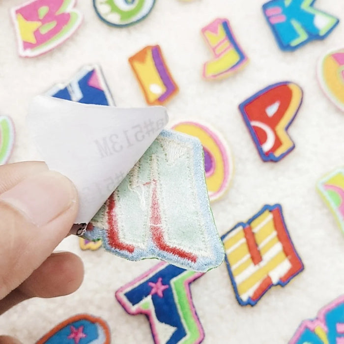 Cute Colorful English Letters Embroidered Patches Creative Self-Adhesive Appliques DIY Craft Decorations - A - 4
