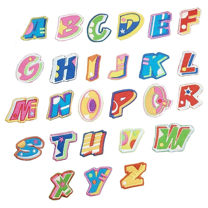 Cute Colorful English Letters Embroidered Patches Creative Self-Adhesive Appliques DIY Craft Decorations - A - 5