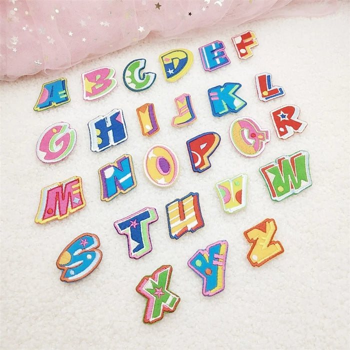 Cute Colorful English Letters Embroidered Patches Creative Self-Adhesive Appliques DIY Craft Decorations - A - 6