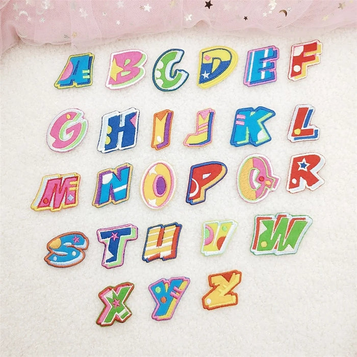 Cute Colorful English Letters Embroidered Patches Creative Self-Adhesive Appliques DIY Craft Decorations - A - 7