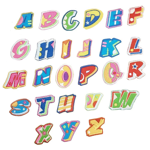 26 Pcs Colorful English Letters Embroidered Patches Creative Self-Adhesive Appliques DIY Craft Decorations - 1