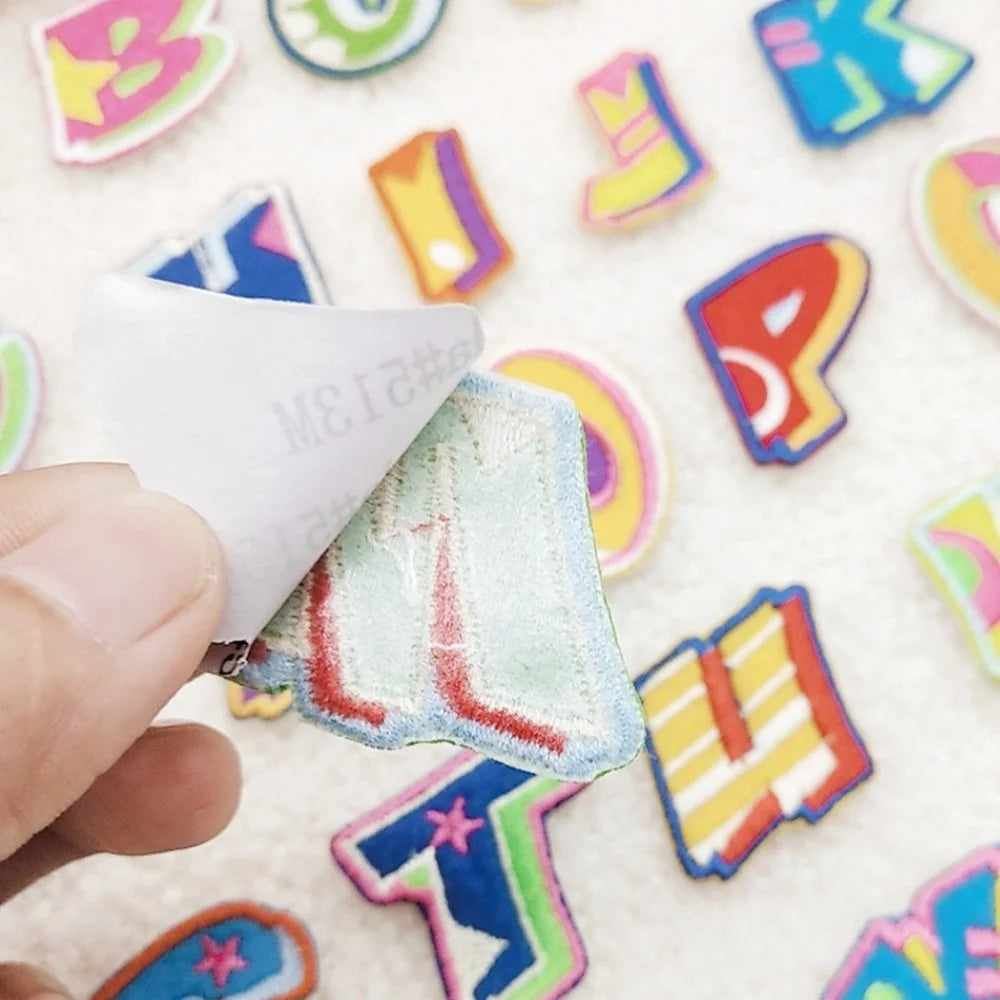 26 Pcs Colorful English Letters Embroidered Patches Creative Self-Adhesive Appliques DIY Craft Decorations - 5