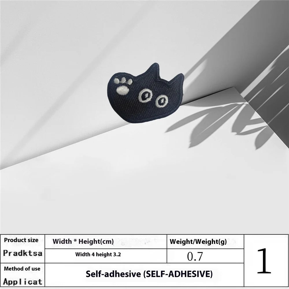 6 Pcs Cartoon Black Cat Embroidered Patches Creative Self-Adhesive Appliques DIY Craft Decorations - 7
