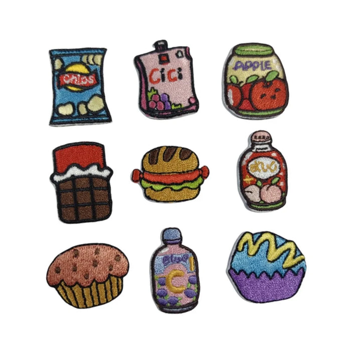 9 Pcs Korean Snack Drink Embroidered Patches Creative Self-Adhesive Appliques DIY Craft Decorations - 1