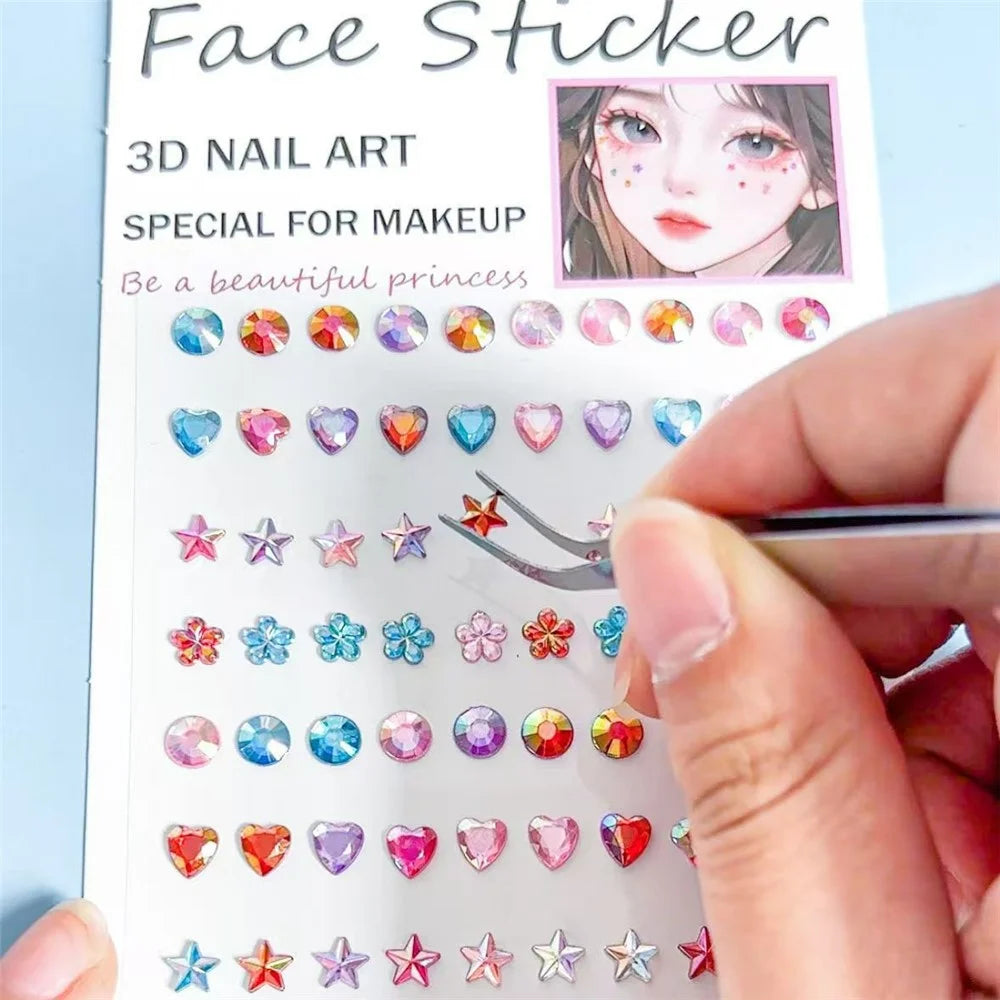 Crystal Stickers Decals Self-Adhesive 3D Nail Art Face Decoration Makeup Accessory DIY Phone Case - Silver Butterfly No.1 - 2