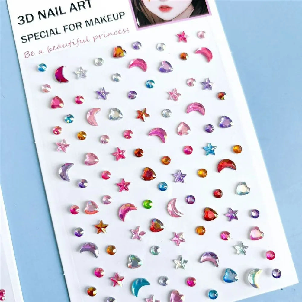 Crystal Stickers Decals Self-Adhesive 3D Nail Art Face Decoration Makeup Accessory DIY Phone Case - Silver Butterfly No.1 - 3