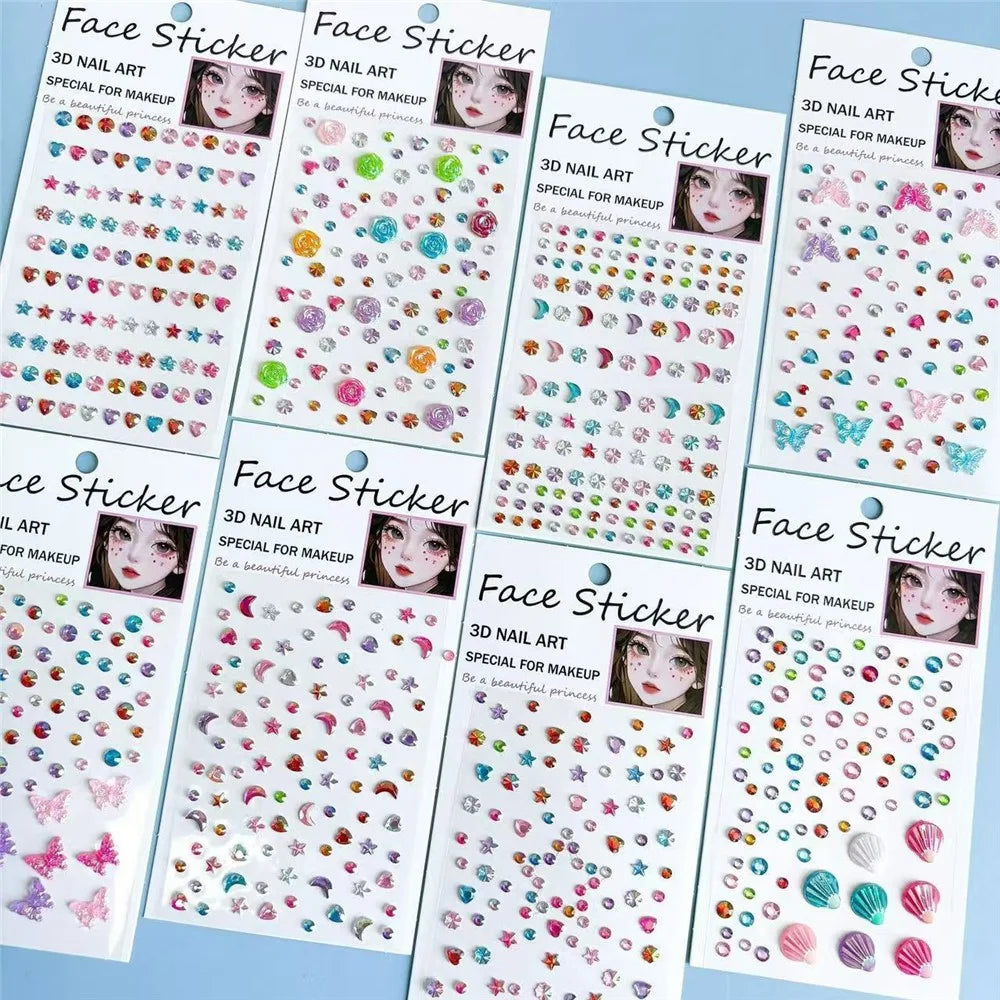 Crystal Stickers Decals Self-Adhesive 3D Nail Art Face Decoration Makeup Accessory DIY Phone Case - Silver Butterfly No.1 - 5