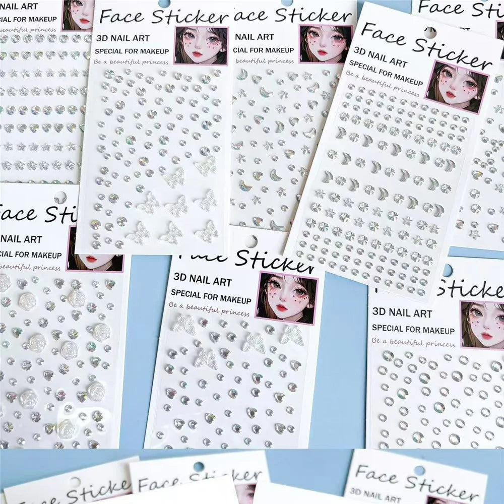 Crystal Stickers Decals Self-Adhesive 3D Nail Art Face Decoration Makeup Accessory DIY Phone Case - Silver Butterfly No.1 - 6