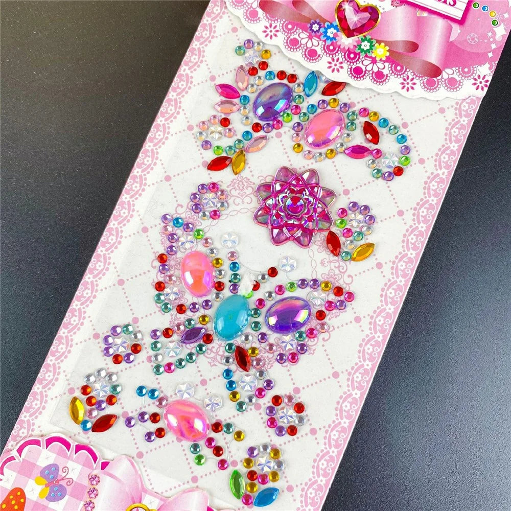 Crystal Rhinestone Stickers DIY Self-Adhesive Decorative Phone Stickers Decals - Flowers + Large Butterfly Diamonds - 1
