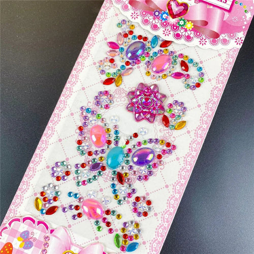 Crystal Rhinestone Stickers DIY Self-Adhesive Decorative Phone Stickers Decals - Flowers + Large Butterfly Diamonds - 1