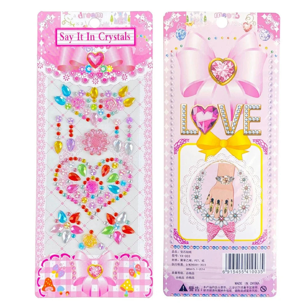 Crystal Rhinestone Stickers DIY Self-Adhesive Decorative Phone Stickers Decals - Flowers + Large Butterfly Diamonds - 4