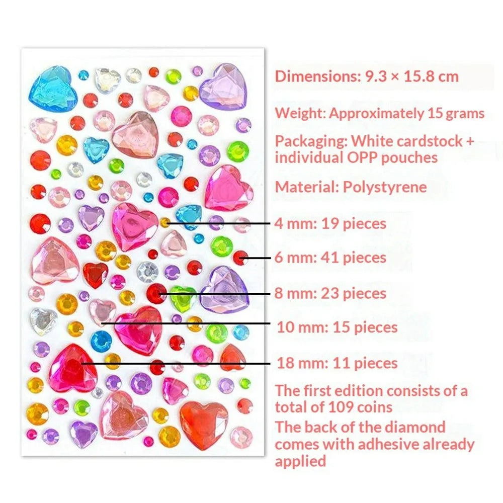 Crystal Rhinestone Stickers 3D Gem Decorative Phone Stickers DIY Craft for Scrapbooking - Large Heart - 4