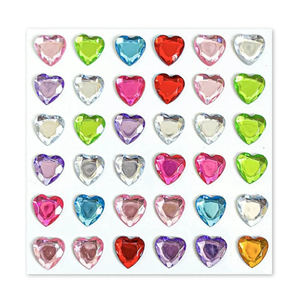 Crystal Rhinestone Stickers Multi-Shape Sticky Gems Self-Adhesive Decorative Decal for Phone DIY Craft Nail Art - 36Pcs 10mm Heart-shaped Coloured Diamonds - 1