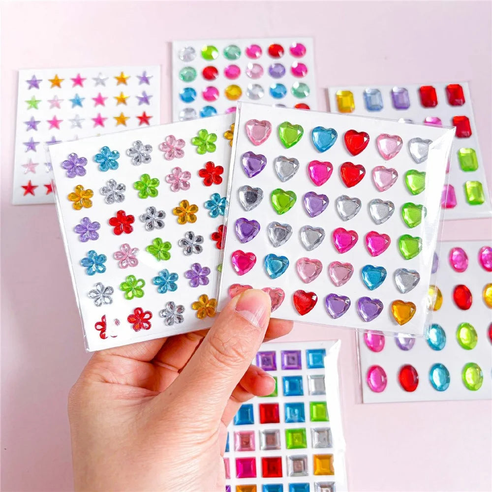 Crystal Rhinestone Stickers Multi-Shape Sticky Gems Self-Adhesive Decorative Decal for Phone DIY Craft Nail Art - 36Pcs 10mm Heart-shaped Coloured Diamonds - 2