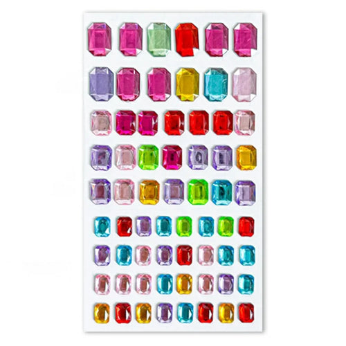 Colorful Crystal Stickers 3D Gem Phone Decoration Decals for DIY Craft Face Notebook Scrapbook Crafting - 65Pcs Octagonal Square Diamonds - 1