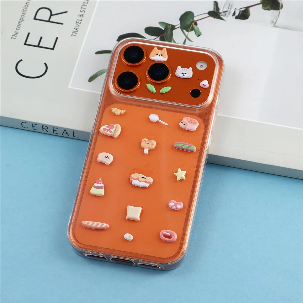 Creative 3D Bubble Foam Kids Cartoon Decoration Stickers Cute Lovely Animal Food Phone Stickers - Cute  /  Yellow - 2