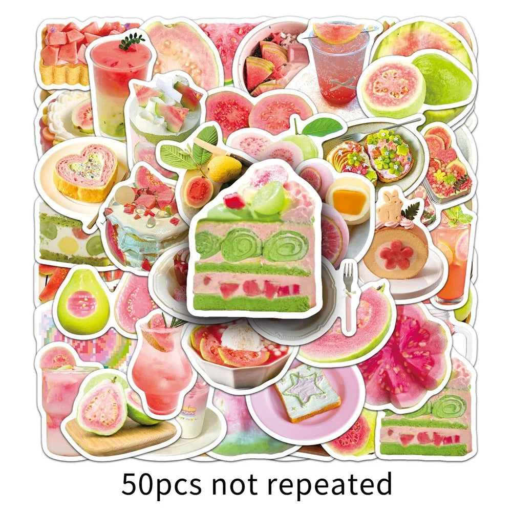 50Pcs  /  Bag Fruit Waterproof Stickers for Luggage Laptop Skateboard Decoration Cartoon Food Theme Vinyl Decals - Guava  /  1843X - 1