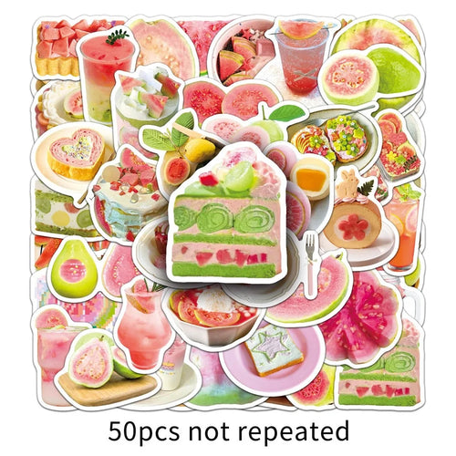 50Pcs  /  Bag Fruit Waterproof Stickers for Luggage Laptop Skateboard Decoration Cartoon Food Theme Vinyl Decals - Guava  /  1843X - 1